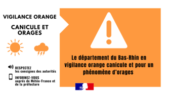 Le département du Bas-rhin en vigilance orange canicule et pour un phénomène d'orages